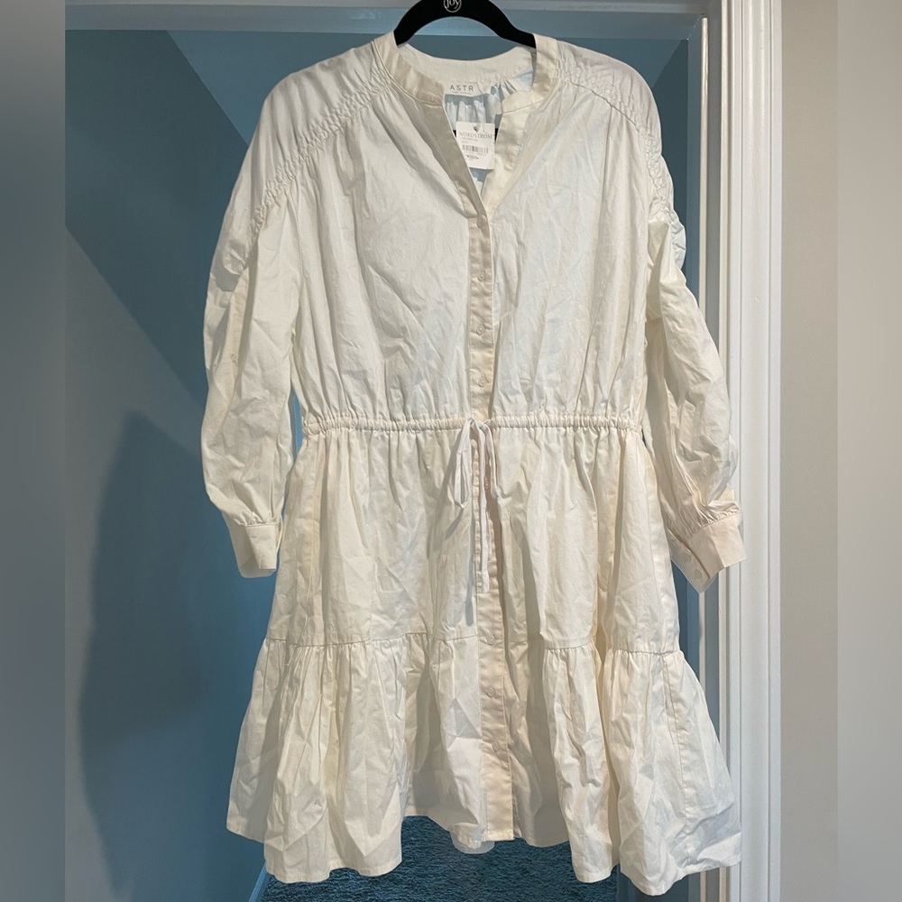 ASTR babydoll white dress NWT